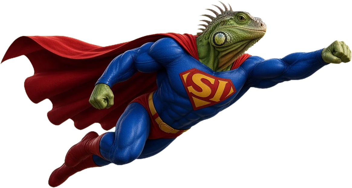 Super Iguana flying fist forward